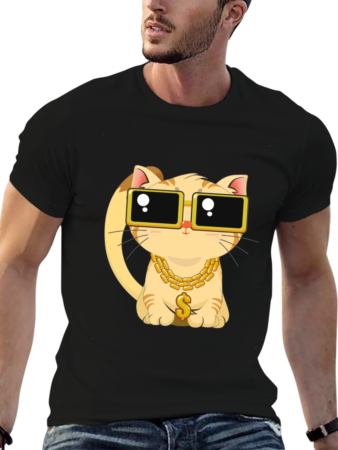 Cool Cat Graphic Tee - Black Unisex T-Shirt