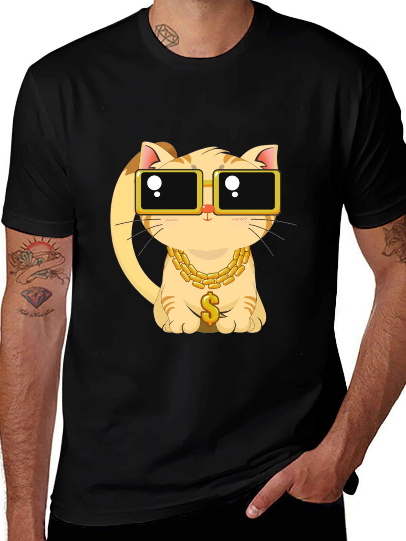 Cool Cat Graphic Tee - Black Unisex T-Shirt