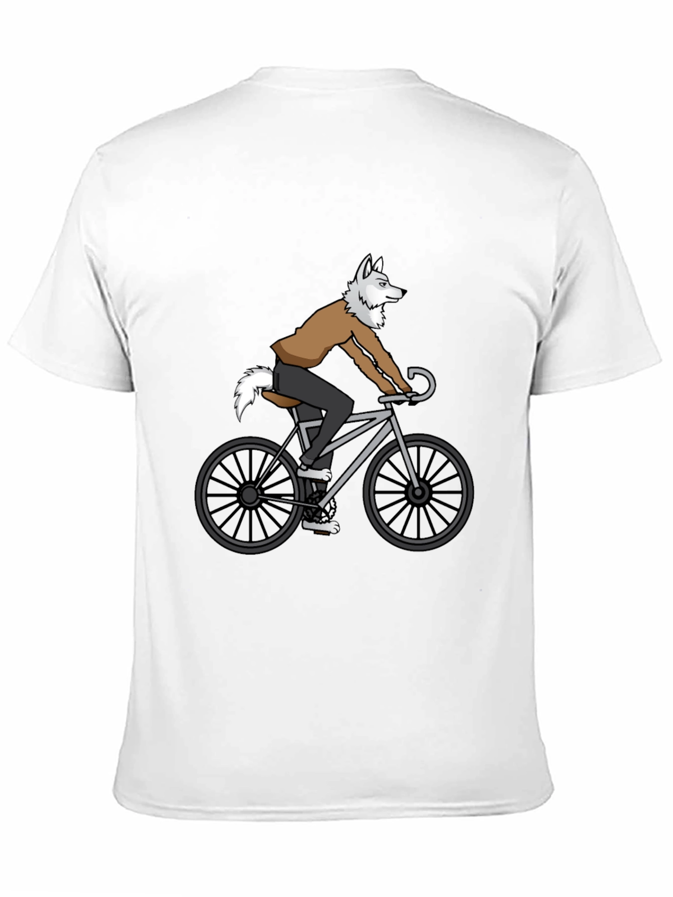 Wolf Riding Bike Graphic Tee - Quirky Mens T-Shirt