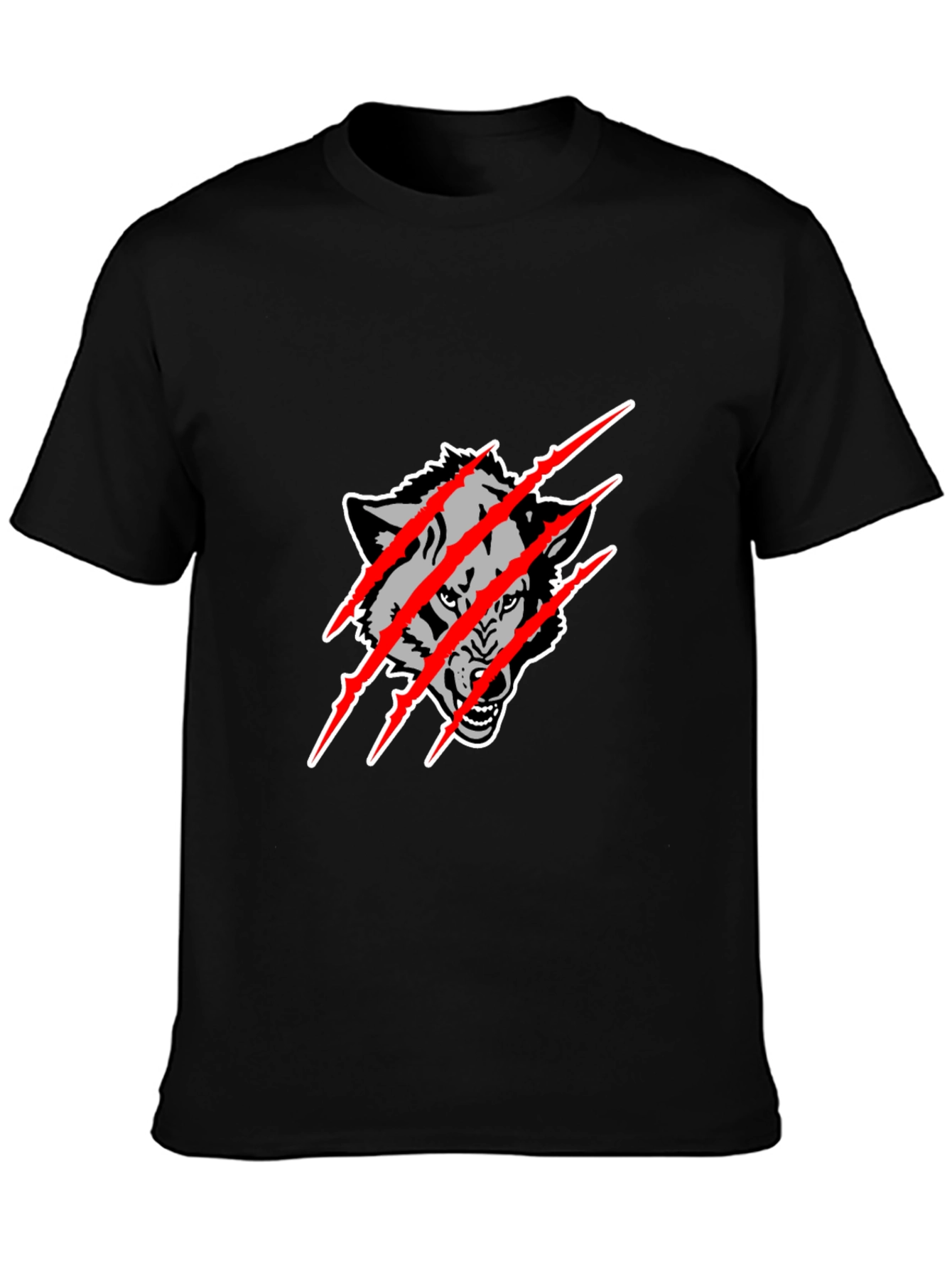Black Wolf Claw Graphic Tee - Mens Fashion