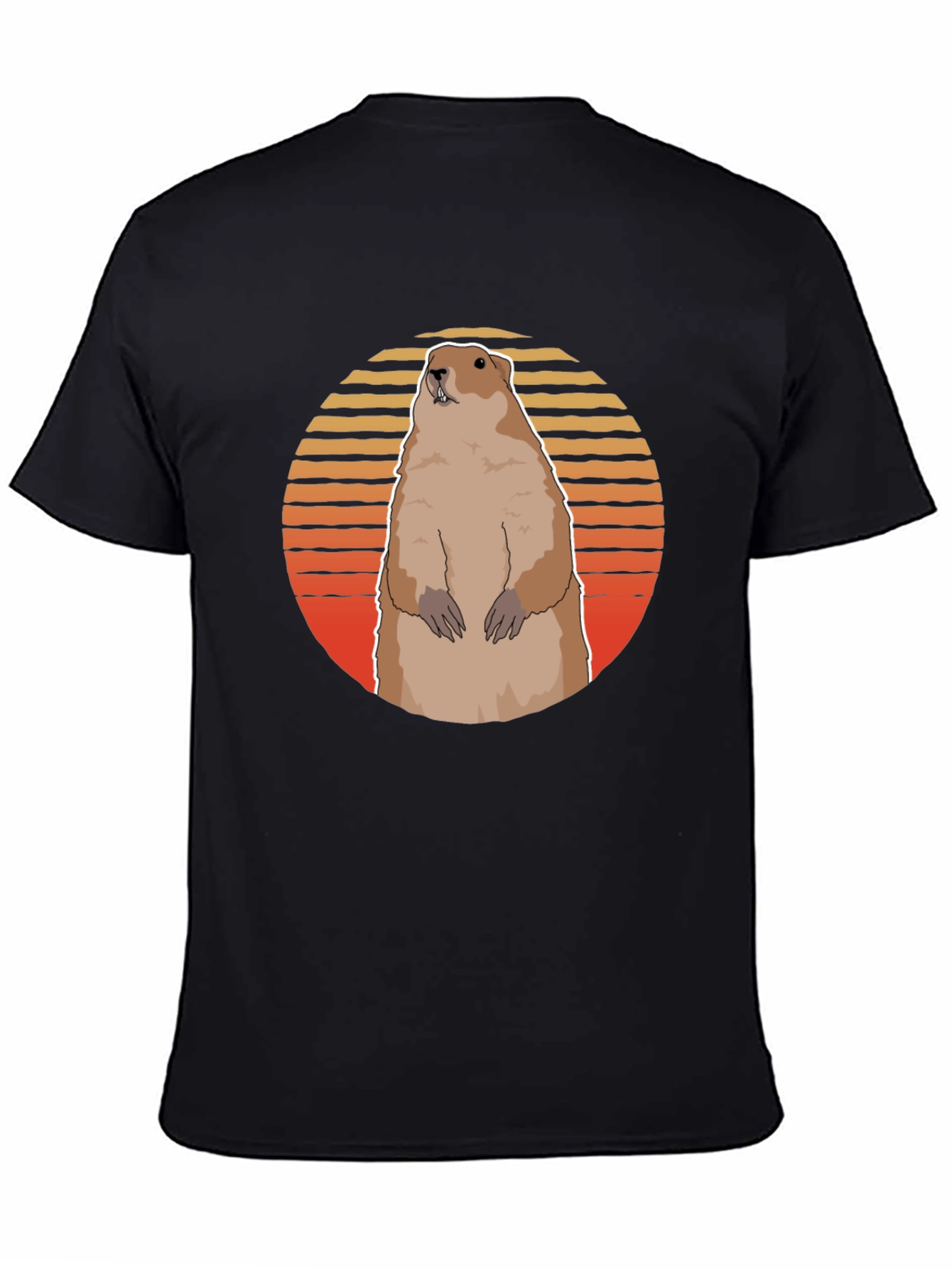 Groundhog Sunset Graphic Tee - Black Cotton Comfort