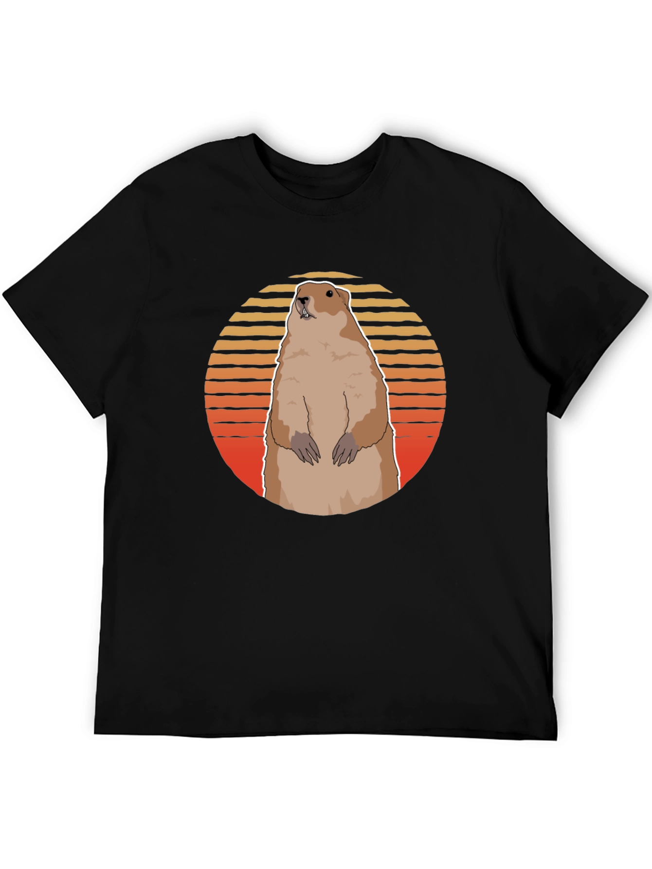 Groundhog Sunset Graphic Tee - Black Cotton Comfort