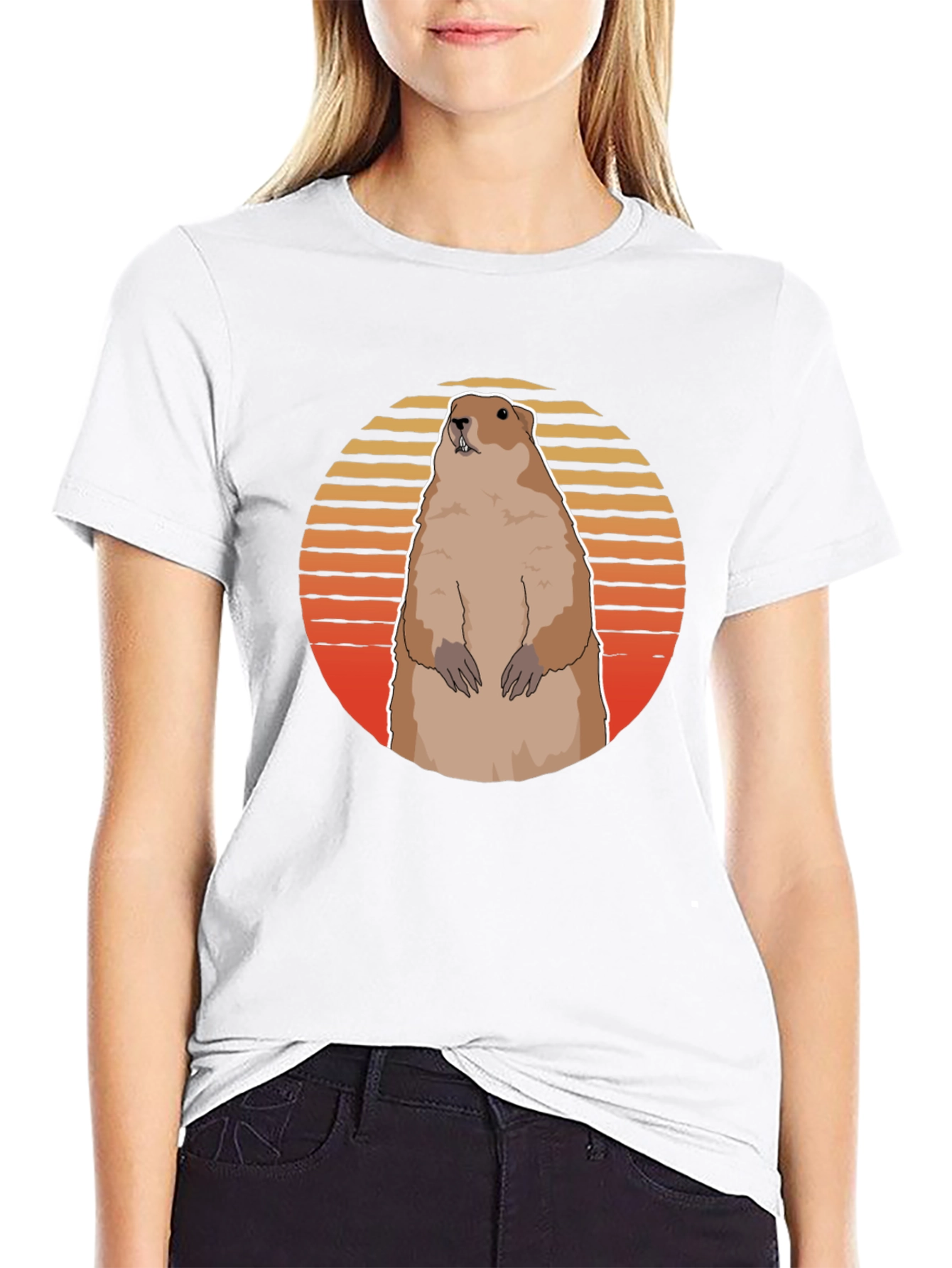 Groundhog Sunset Graphic Tee - Black Cotton Comfort