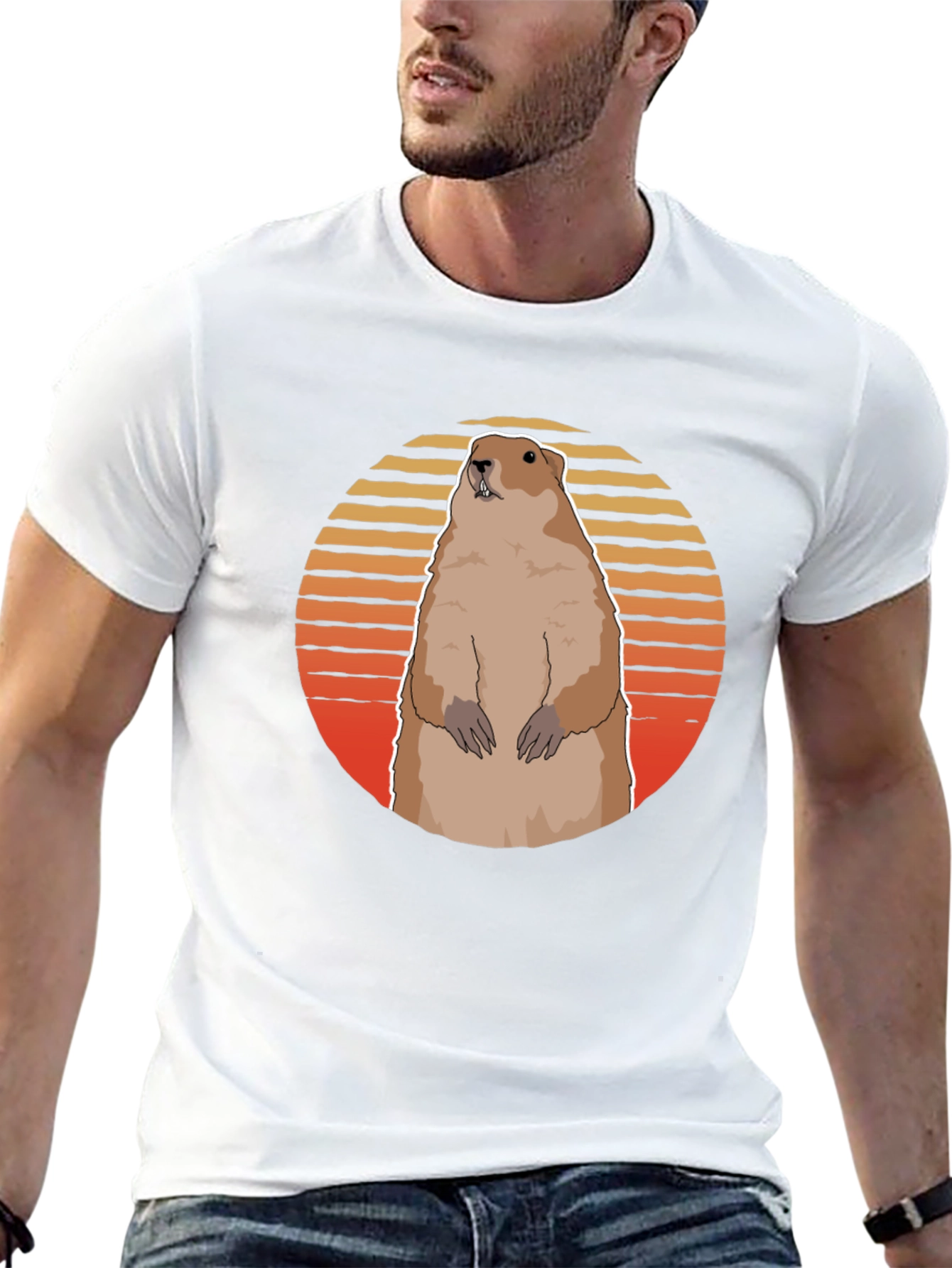 Groundhog Sunset Graphic Tee - Black Cotton Comfort