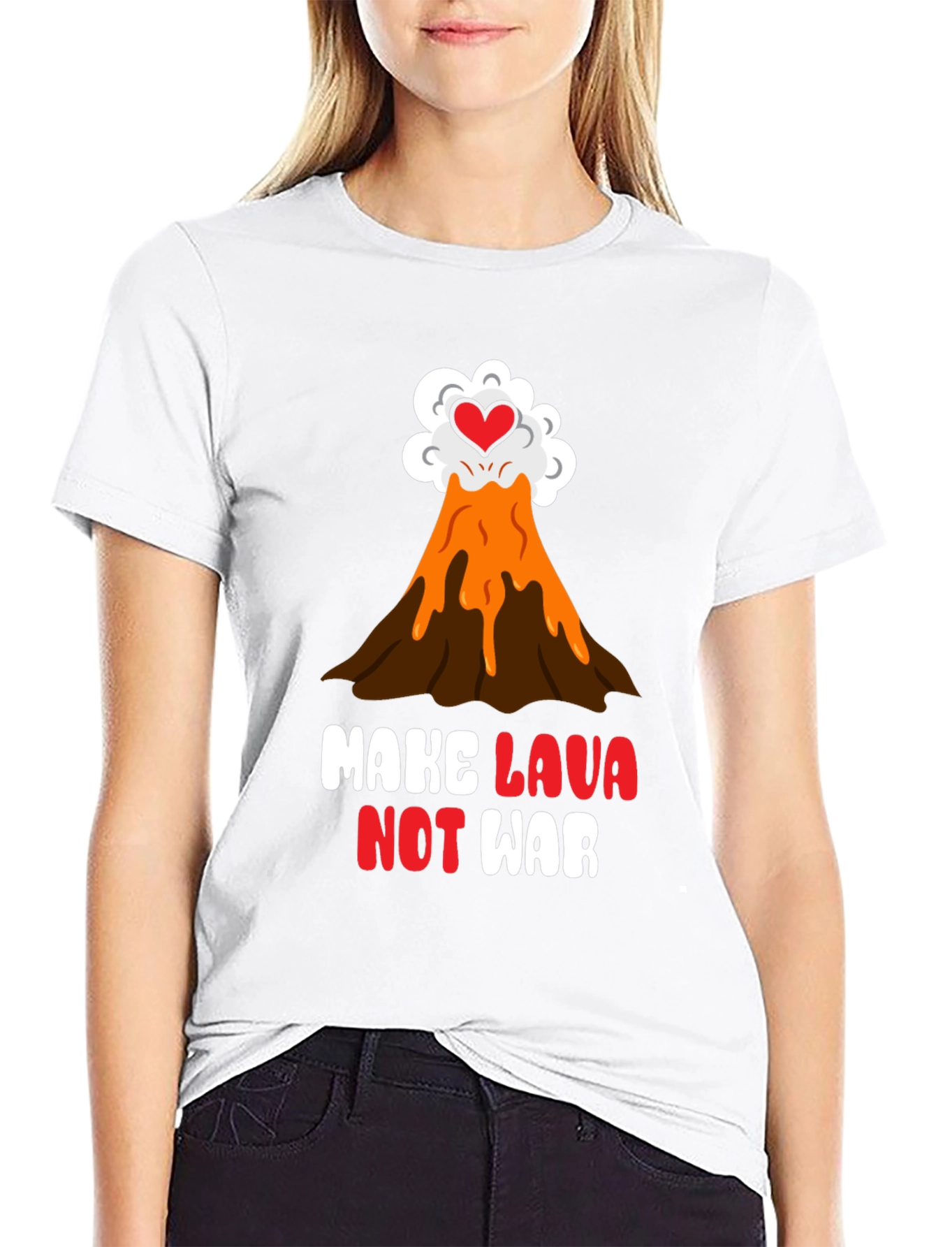Make Lava Not War T-Shirt Volcano Love Black