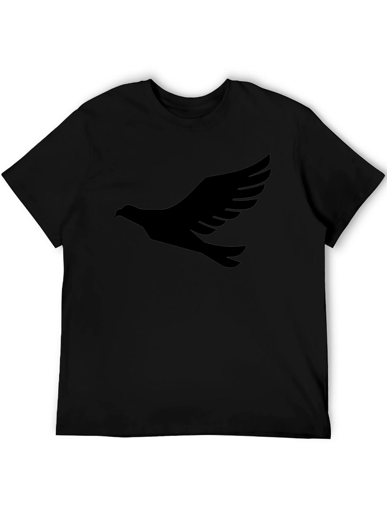Black T-Shirt with Dove Graphic Print