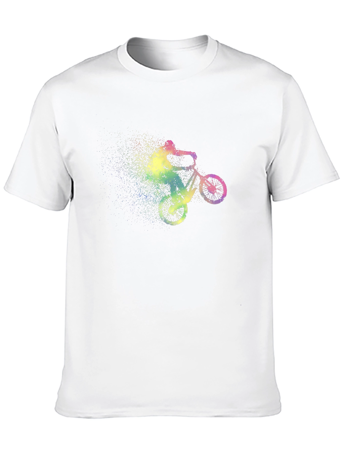 Mens Black T-Shirt with Rainbow Cycling Design