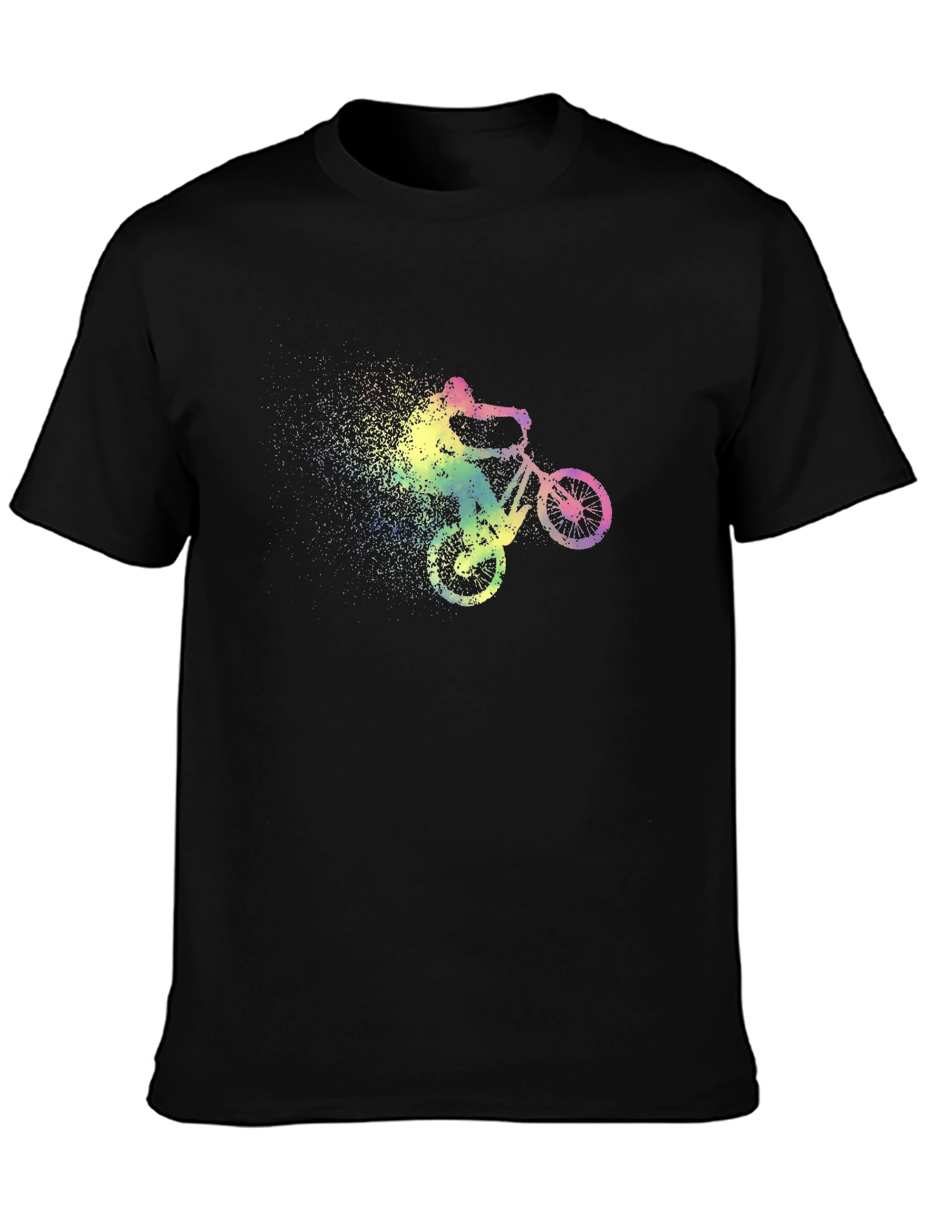 Mens Black T-Shirt with Rainbow Cycling Design