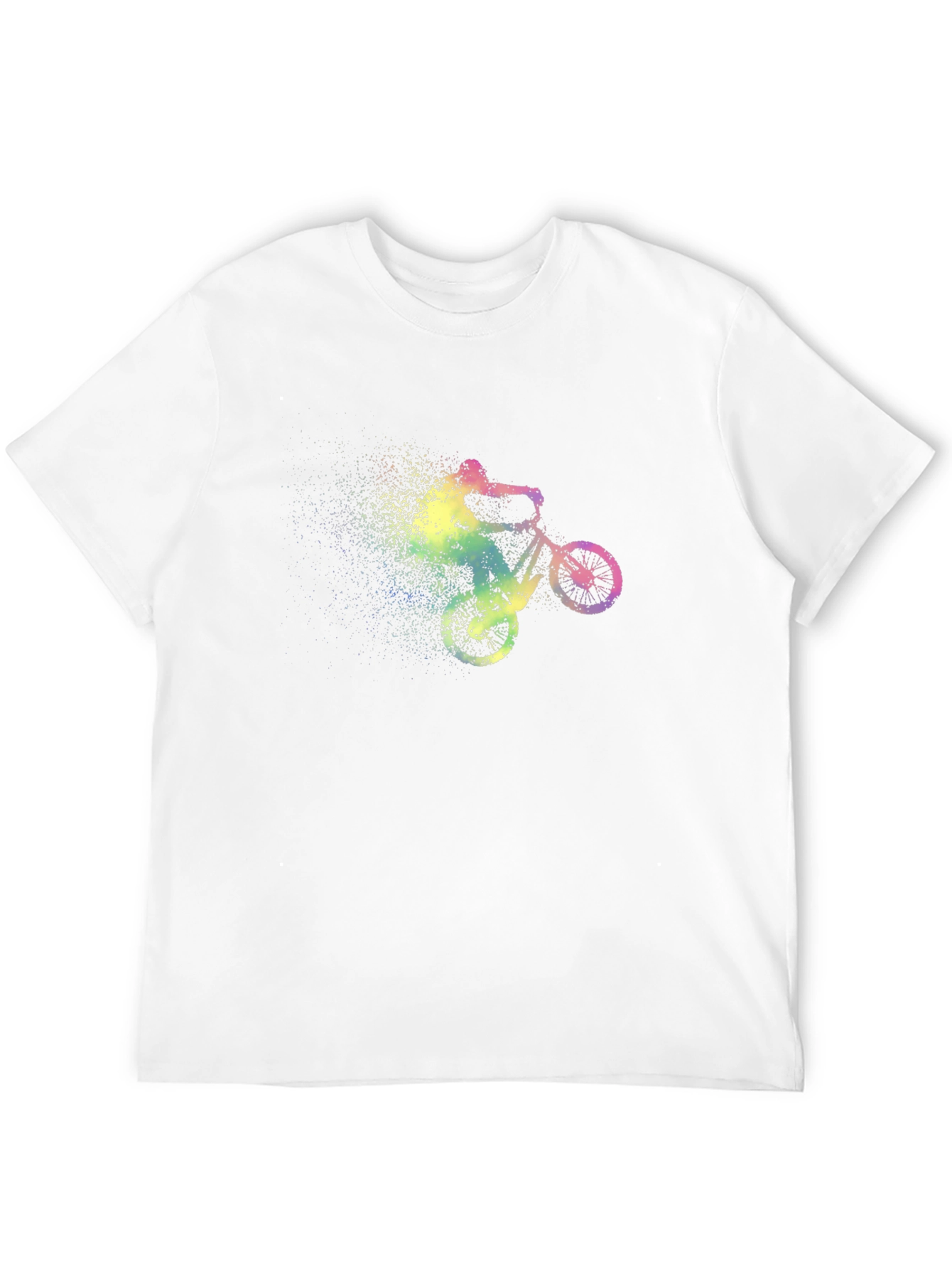 Mens Black T-Shirt with Rainbow Cycling Design
