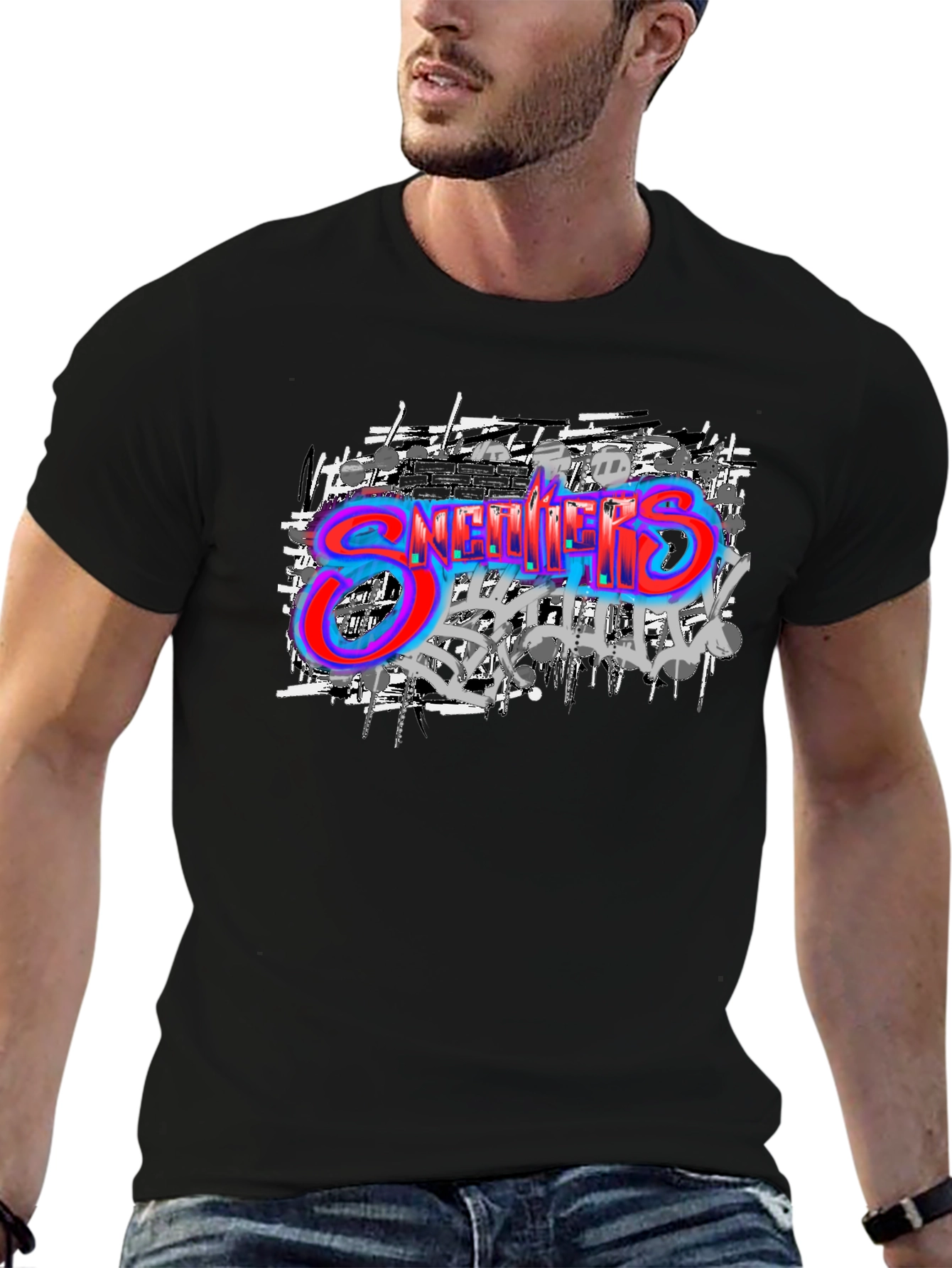 Sneakers Graffiti Art T-Shirt - Black