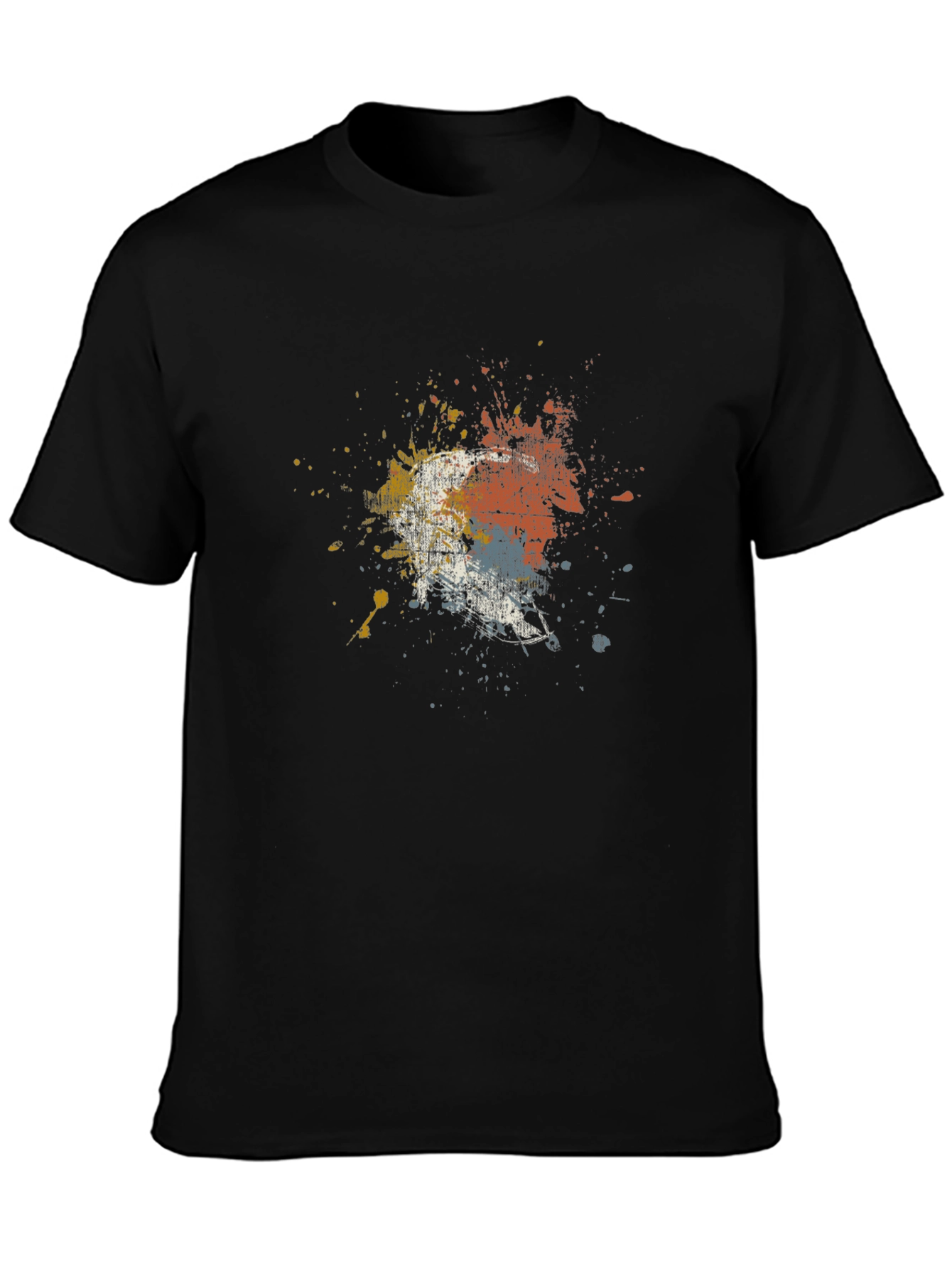 Abstract Splatter Print Black T-Shirt
