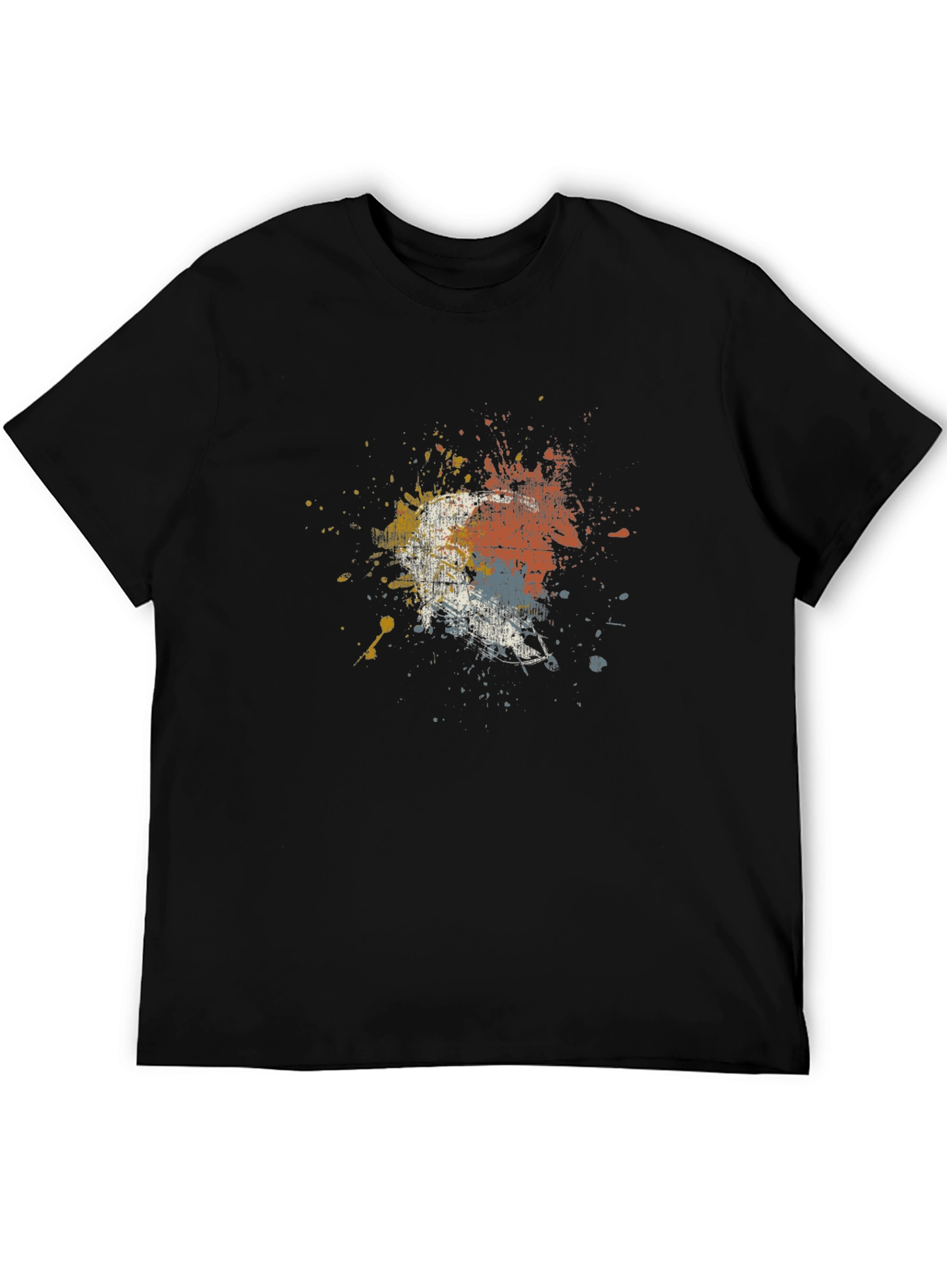 Abstract Splatter Print Black T-Shirt