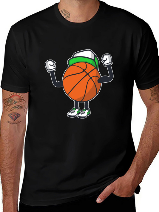 Basketball Cartoon Graphic Tee - Black