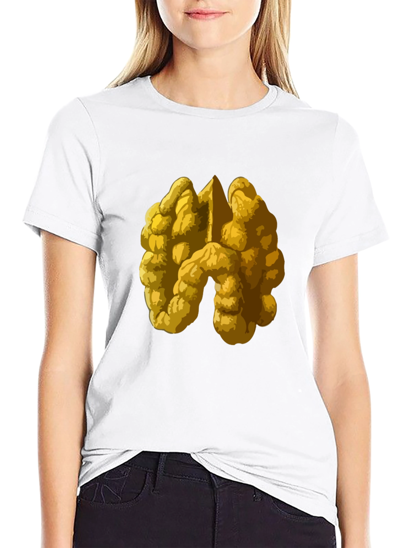 Walnut Graphic Tee - Nutty Design on Black Shirt