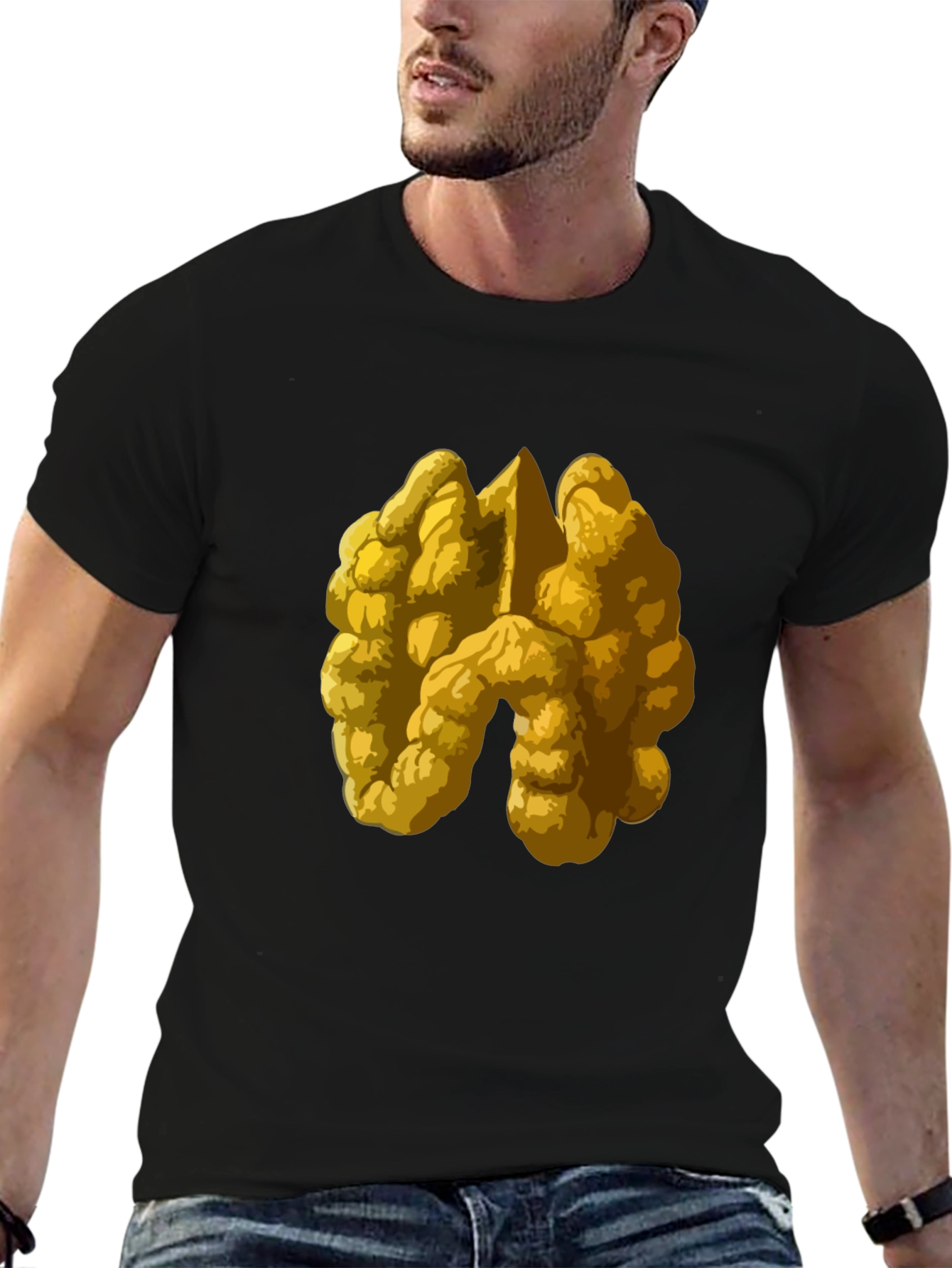 Walnut Graphic Tee - Nutty Design on Black Shirt