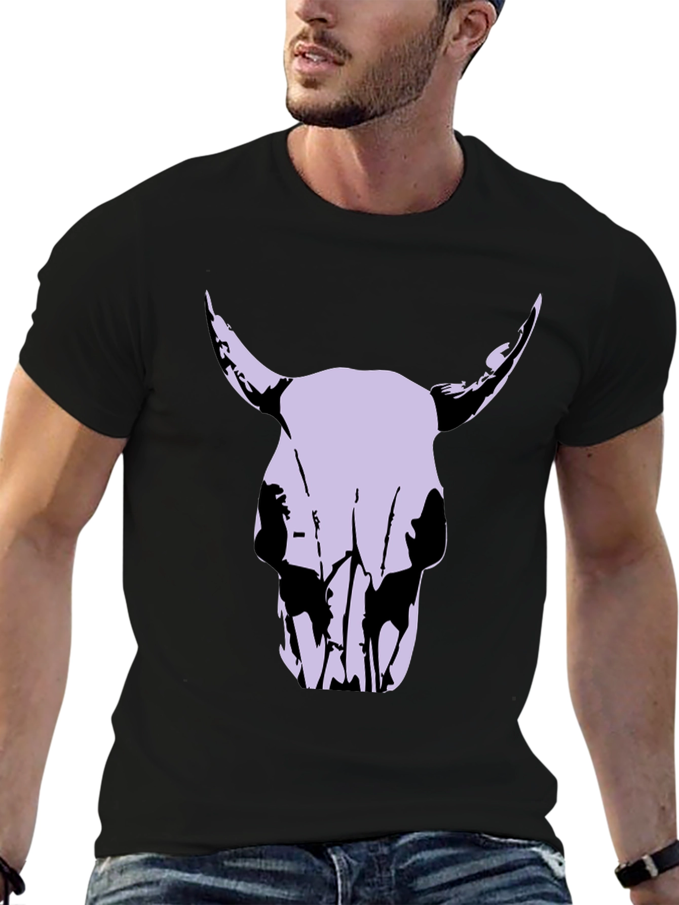 Bull Skull Graphic Tee - Mens Black T-Shirt