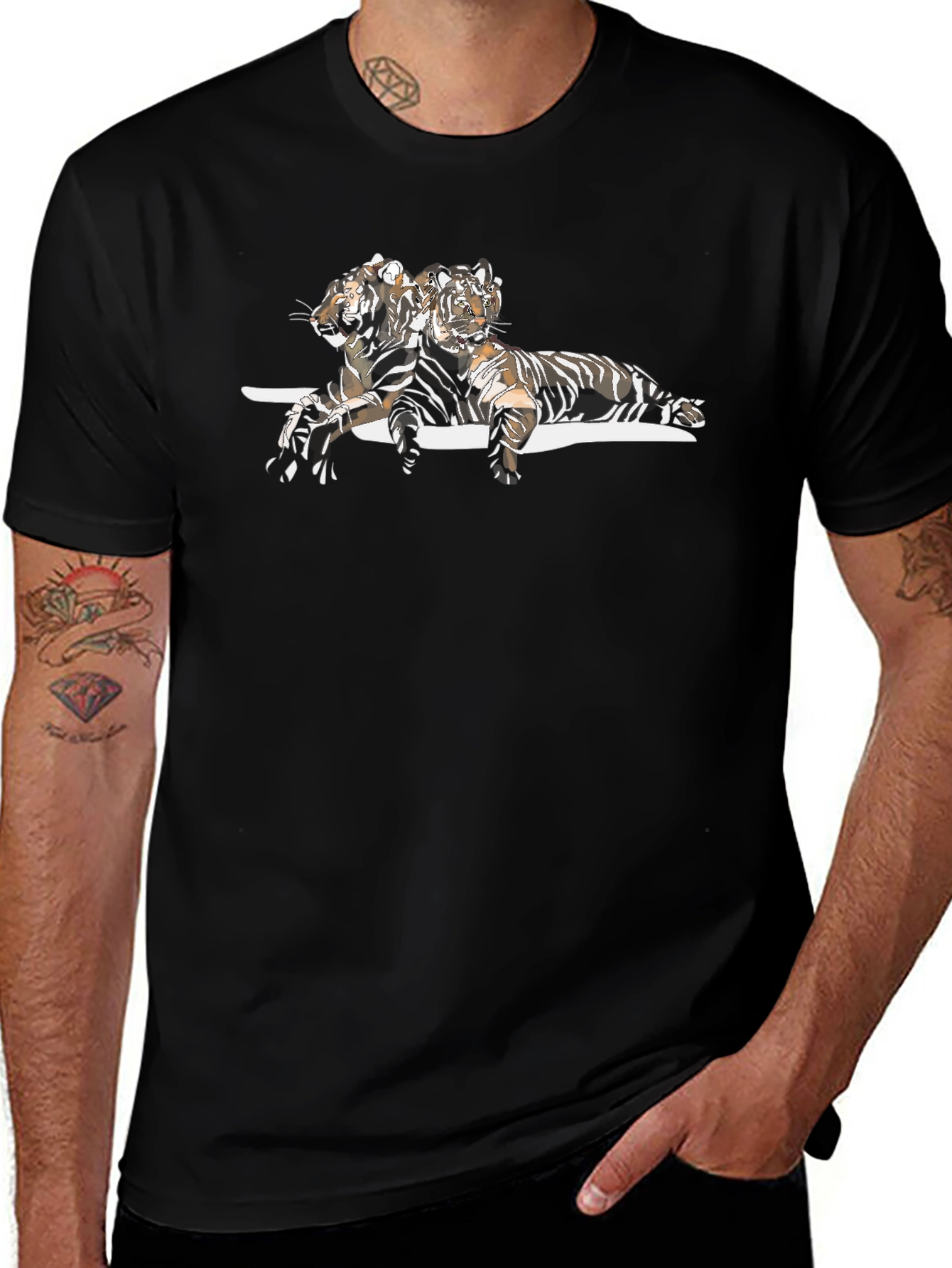Tiger Graphic Black T-Shirt - Stylish Mens Tee