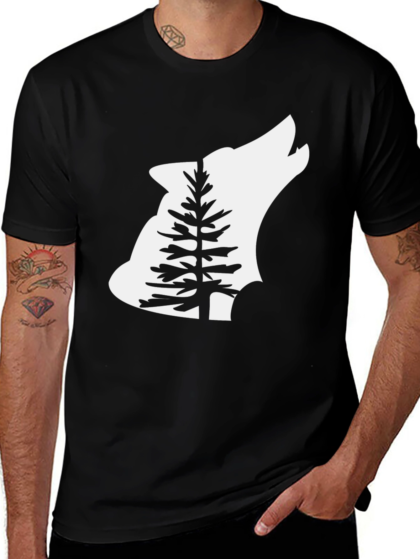 Wolf Pine Graphic T-Shirt - Black