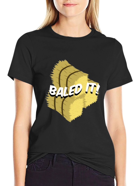 Baled It! Straw Hay Bale Graphic Tee - Black Cotton T-Shirt
