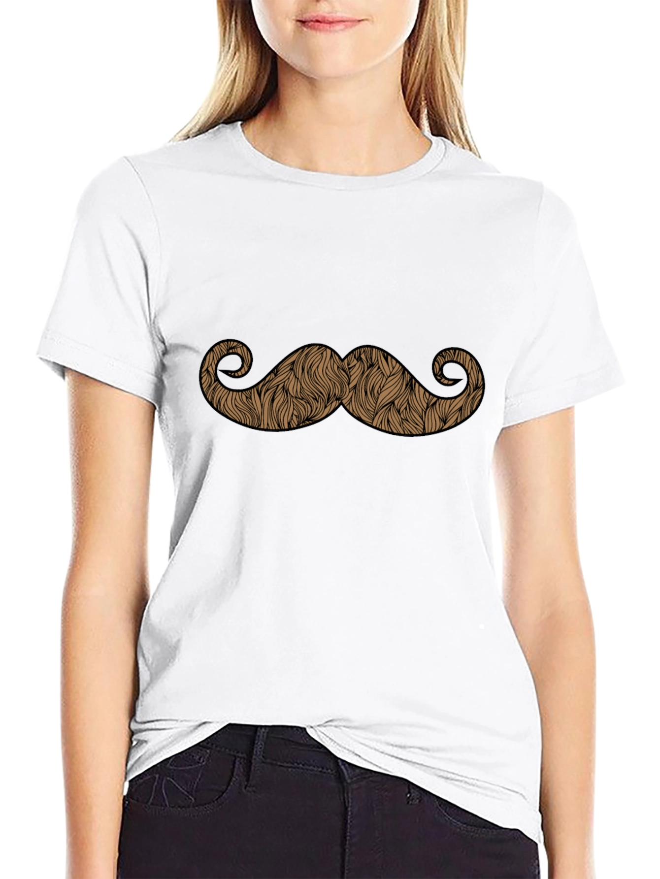 Moustache Graphic Black T-Shirt - Novelty Tee