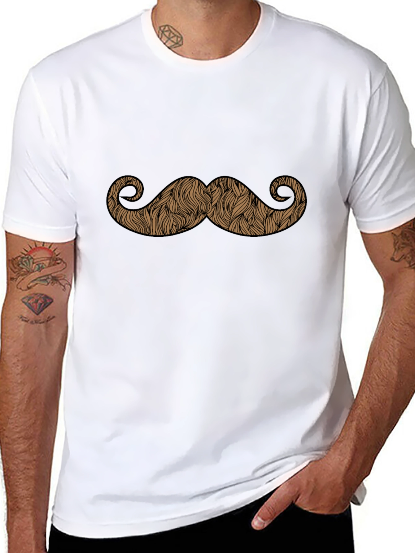 Moustache Graphic Black T-Shirt - Novelty Tee