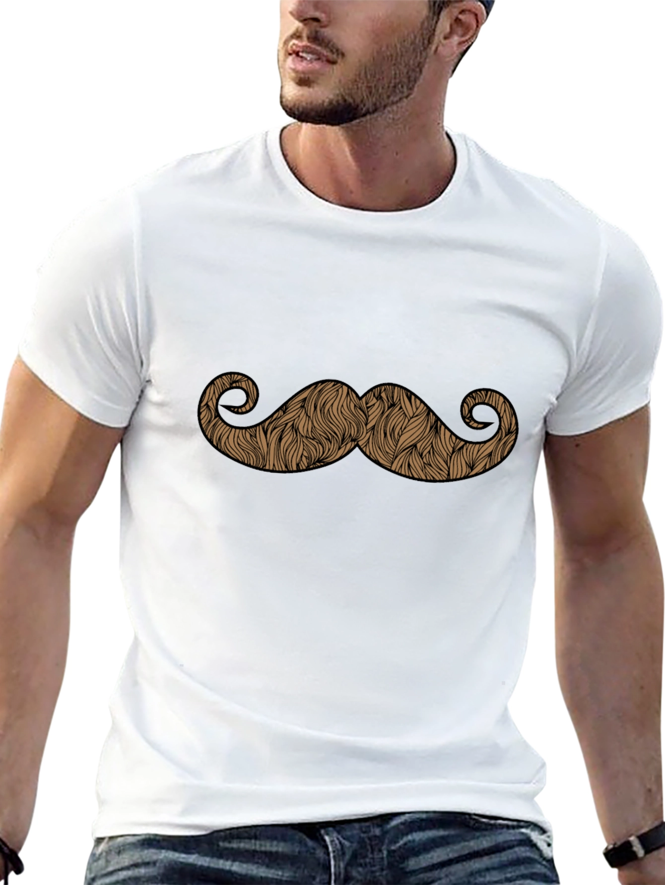Moustache Graphic Black T-Shirt - Novelty Tee