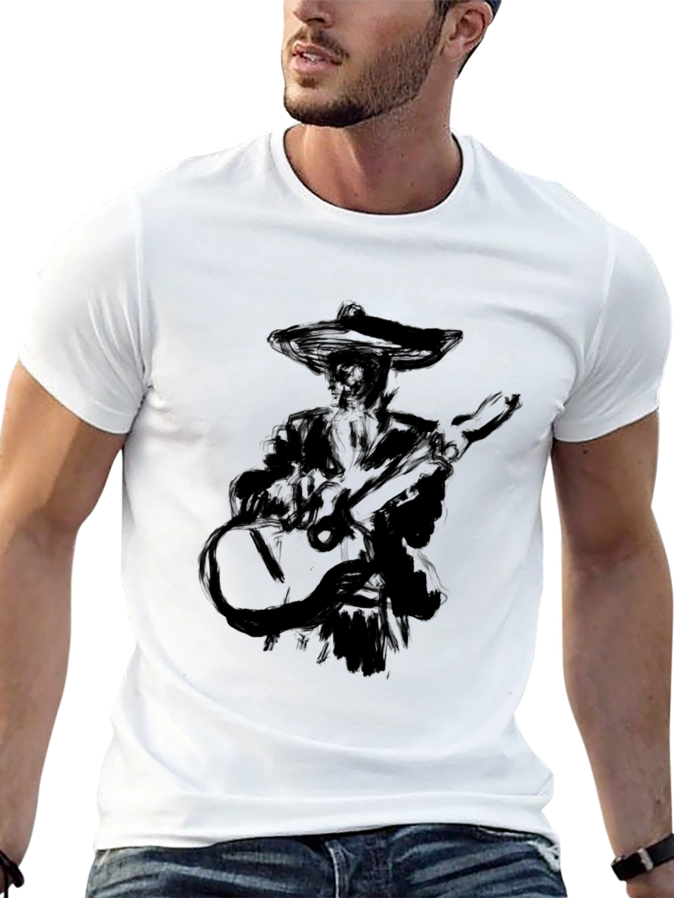 Mariachi Musician Graphic T-Shirt - Black