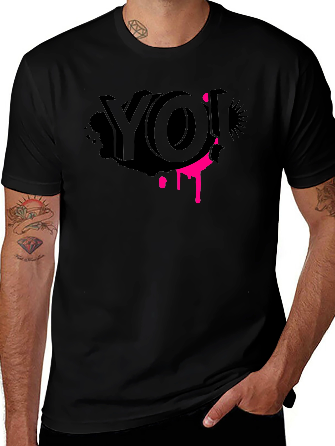 Edgy Graphic Tee - YO! Black Crew Neck