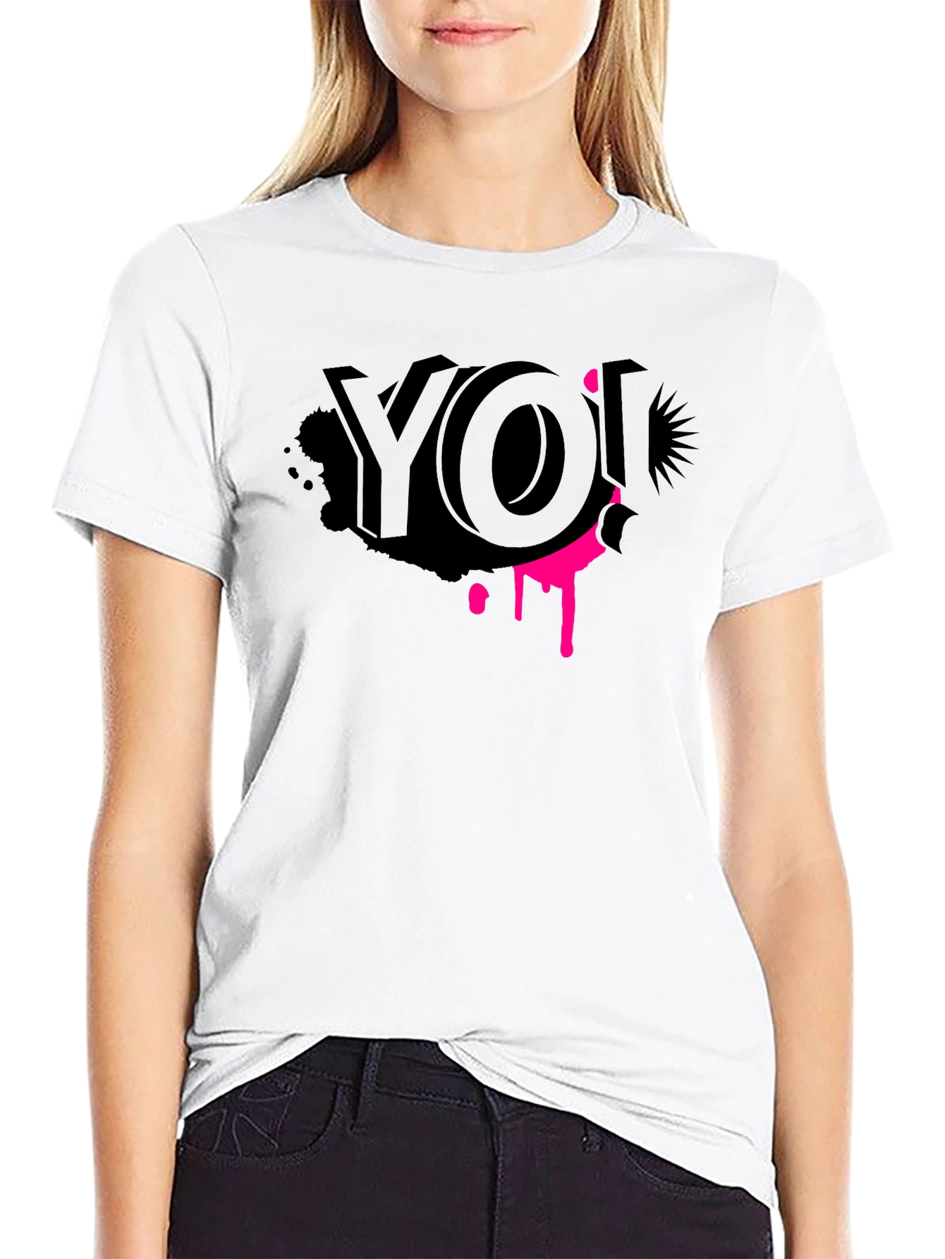 Edgy Graphic Tee - YO! Black Crew Neck