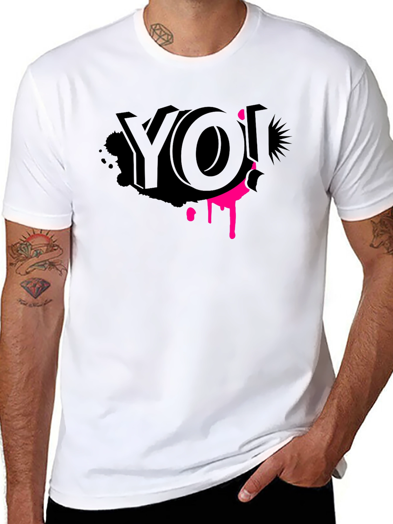 Edgy Graphic Tee - YO! Black Crew Neck