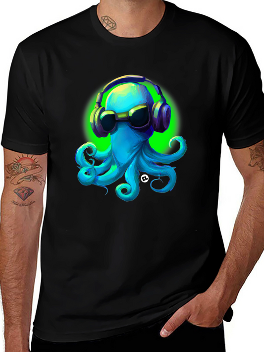 Cool Octopus Graphic Tee - Music Lovers Shirt