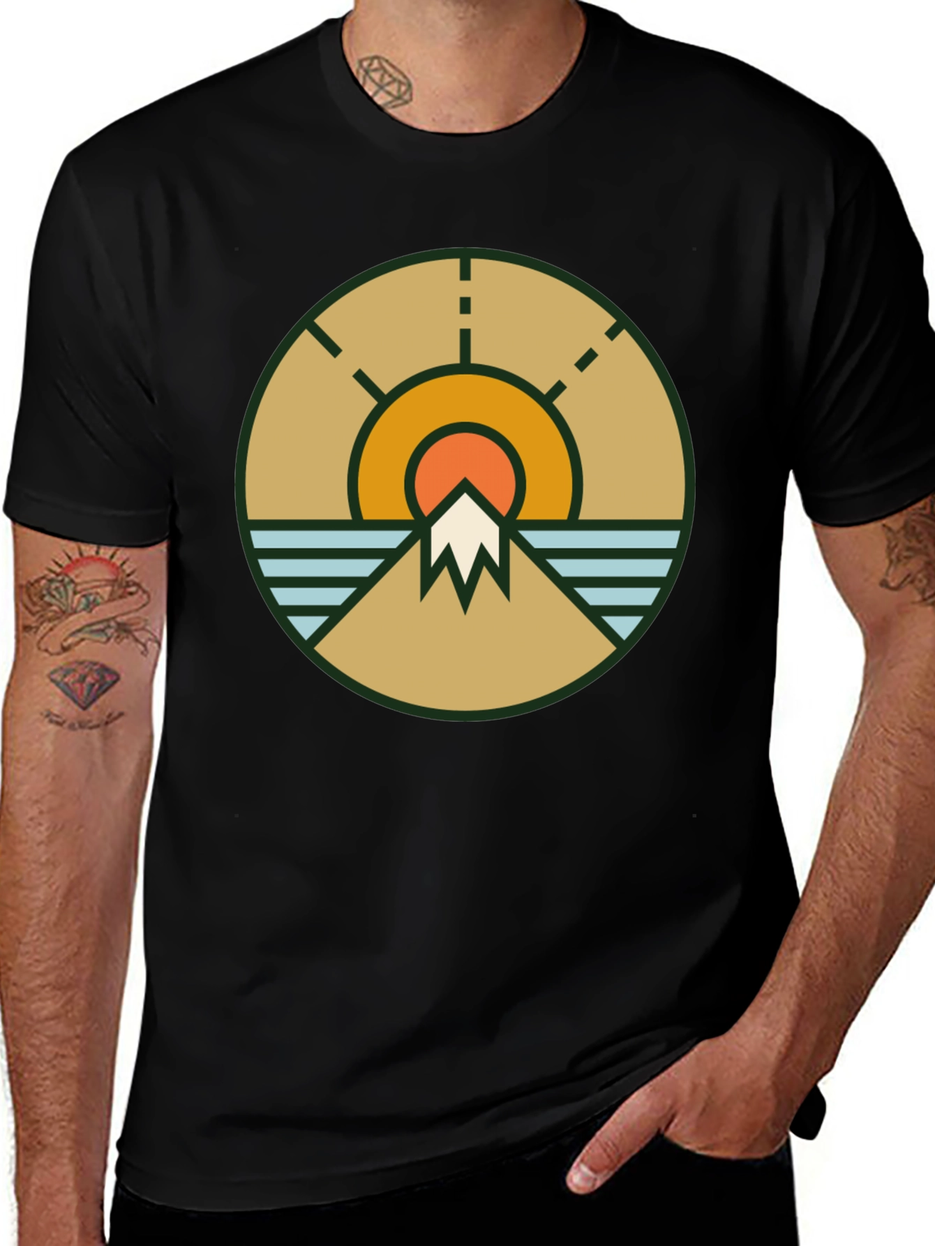Nature Scene Graphic Tee - Black