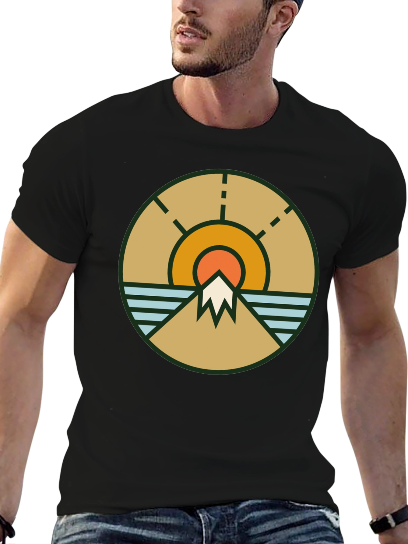 Nature Scene Graphic Tee - Black