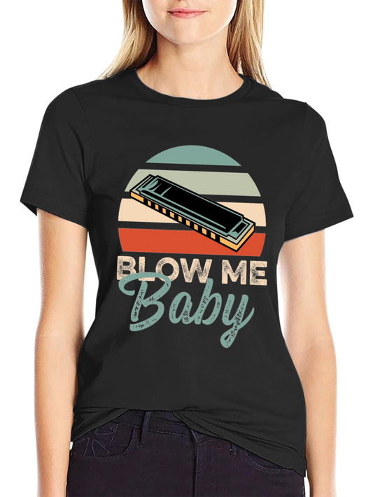 Blow Me Baby Harmonica Graphic Tee - Retro Style