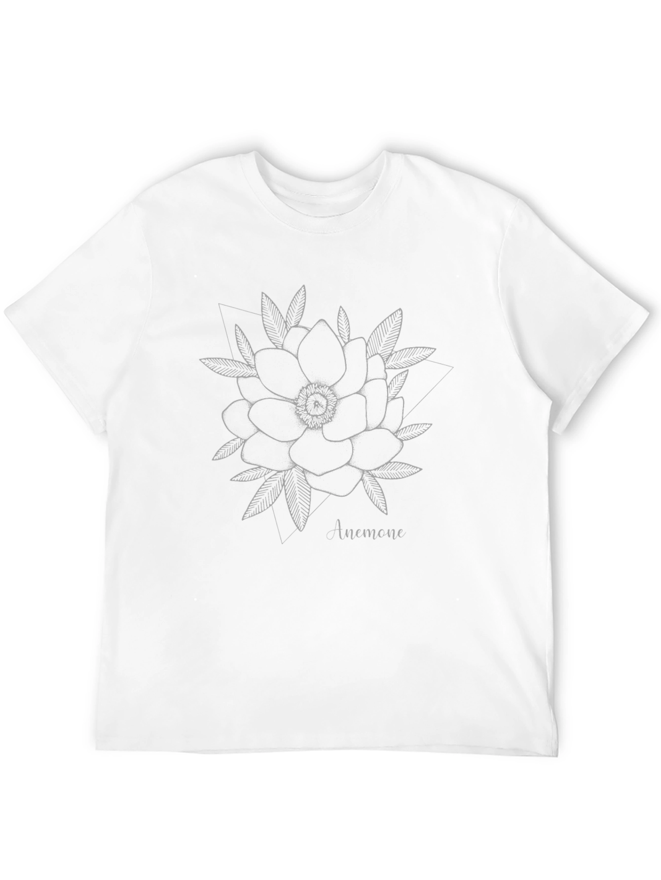 Floral Line Art Black T-Shirt