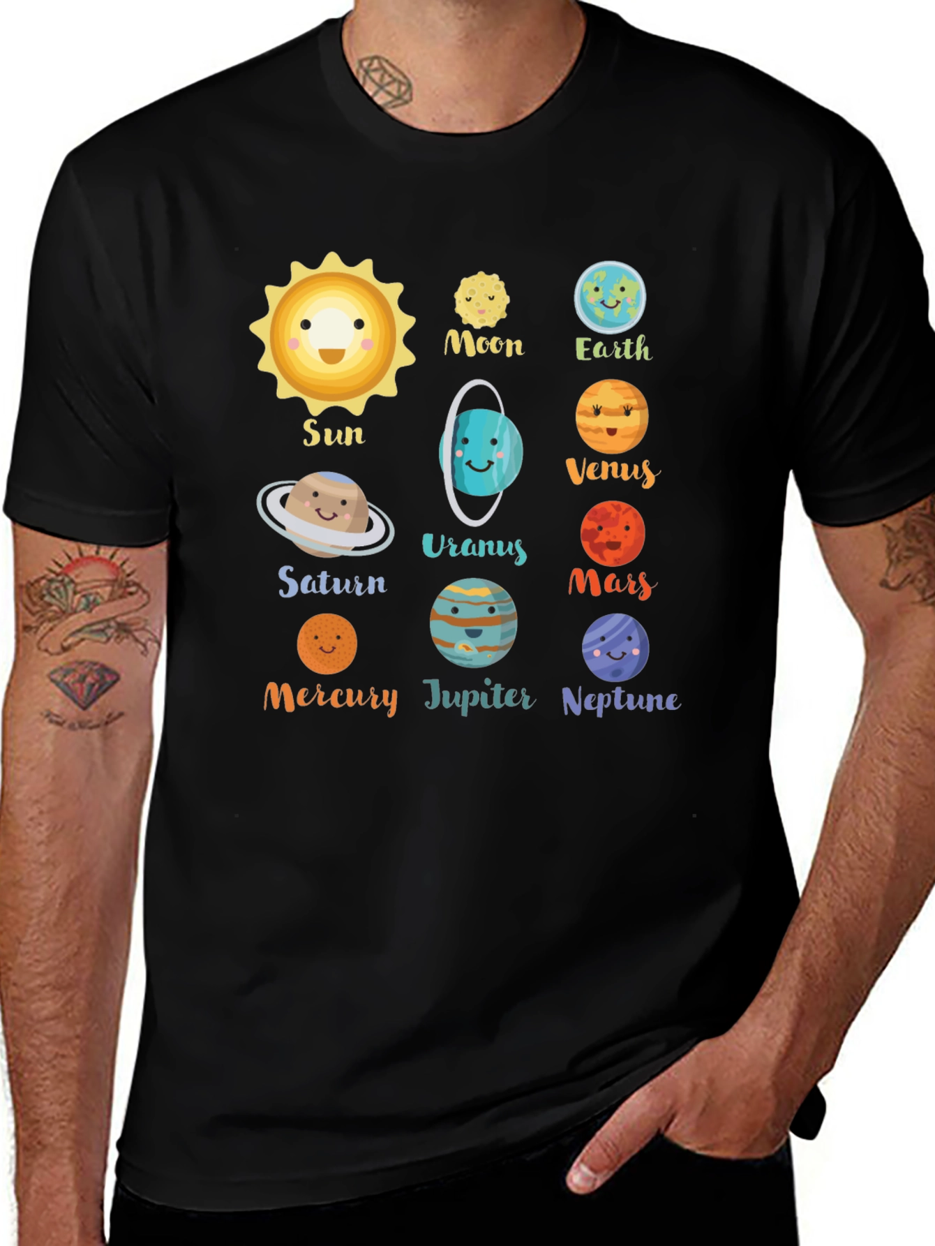 Cartoon Planets T-Shirt - Solar System Tee