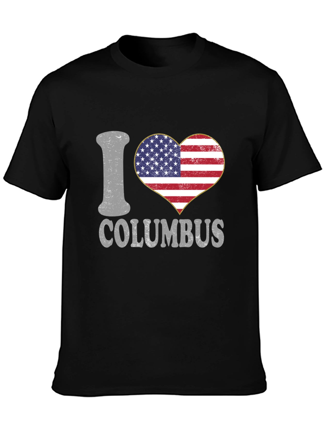 I Love Columbus USA Flag Heart T-Shirt