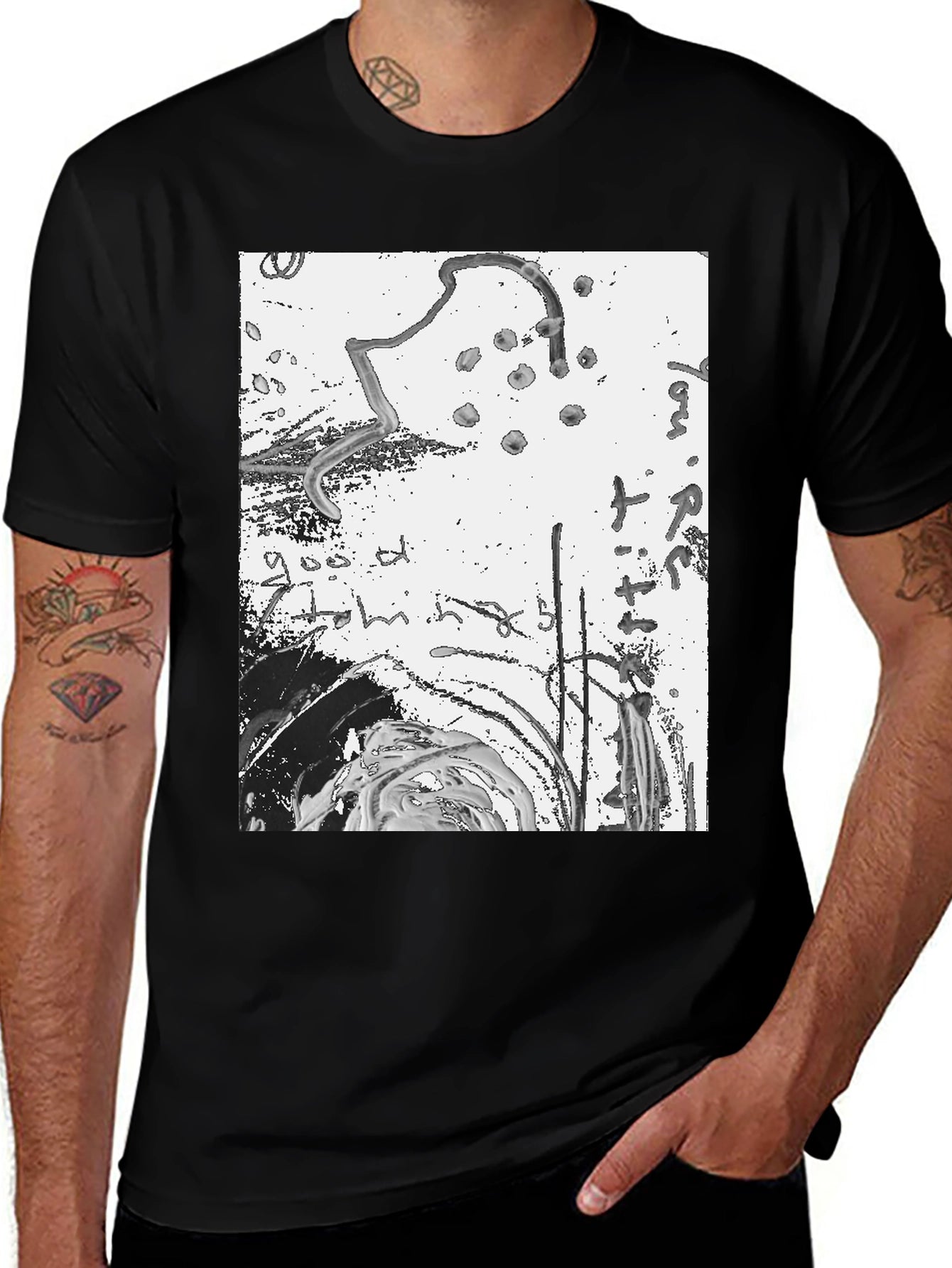 Abstract Art Print Black Tee
