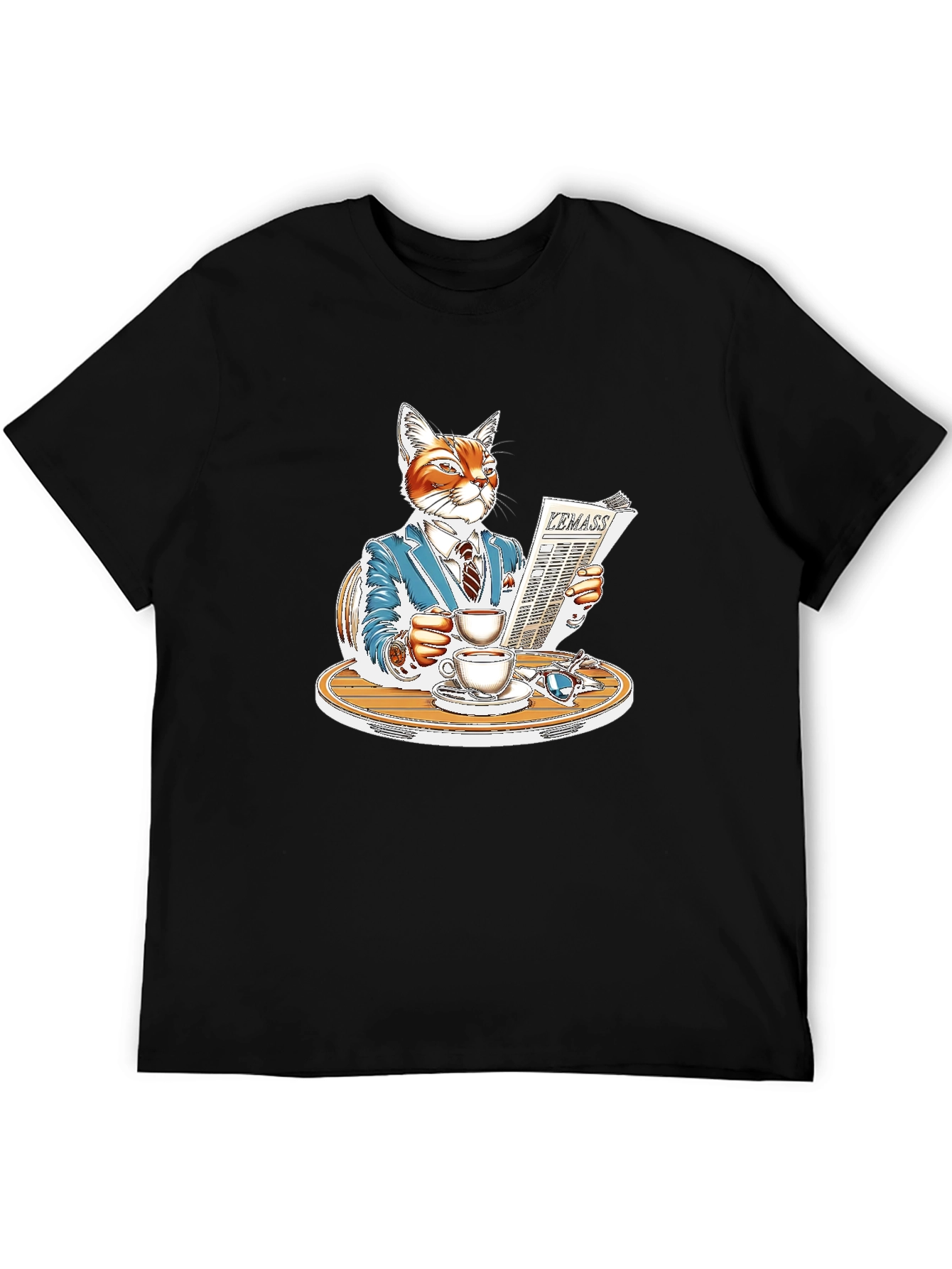 Sophisticated Cat Reading Newspaper T-Shirt