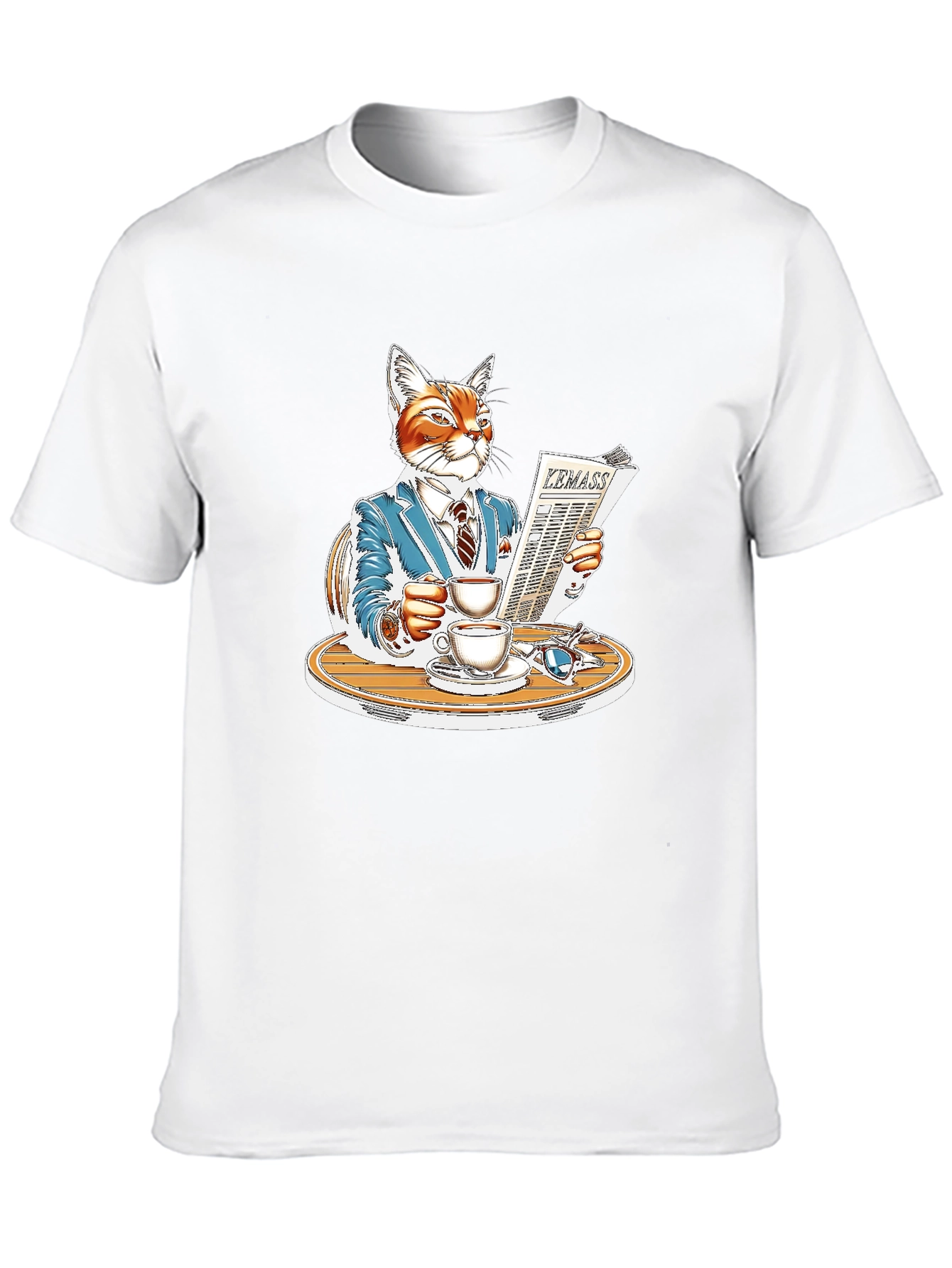 Sophisticated Cat Reading Newspaper T-Shirt