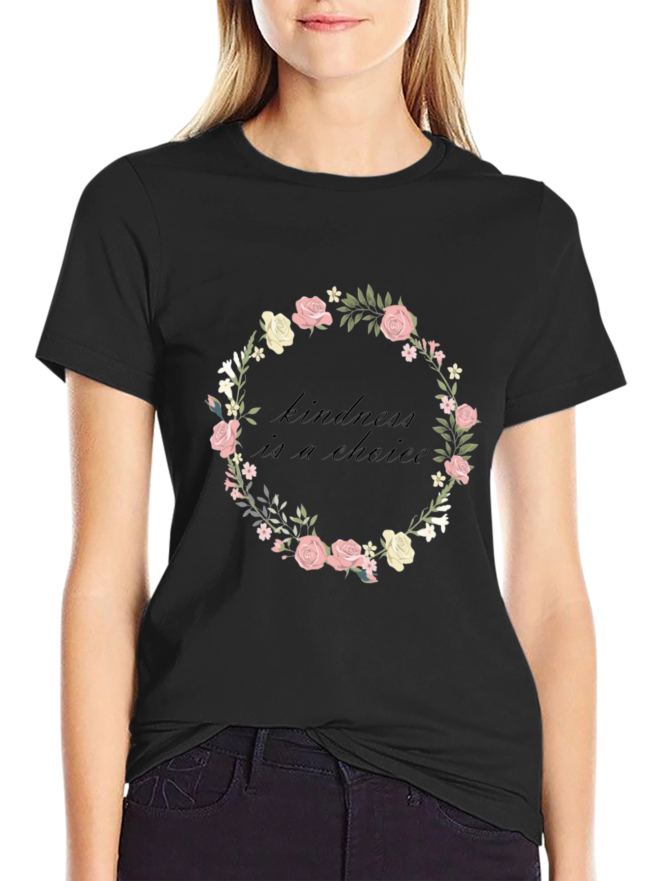 Kindness Choice Floral Wreath Graphic Tee