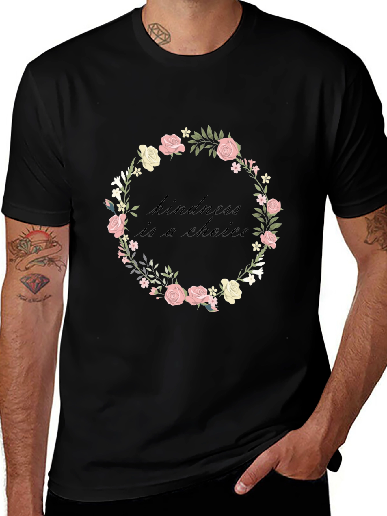 Kindness Choice Floral Wreath Graphic Tee