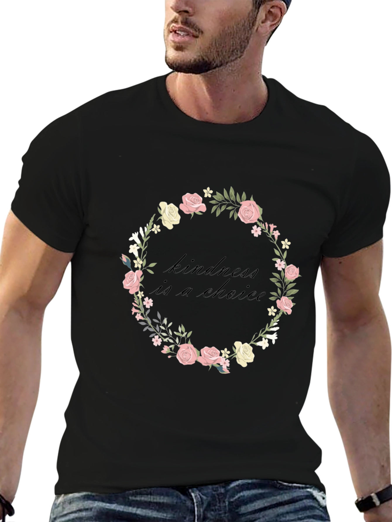 Kindness Choice Floral Wreath Graphic Tee