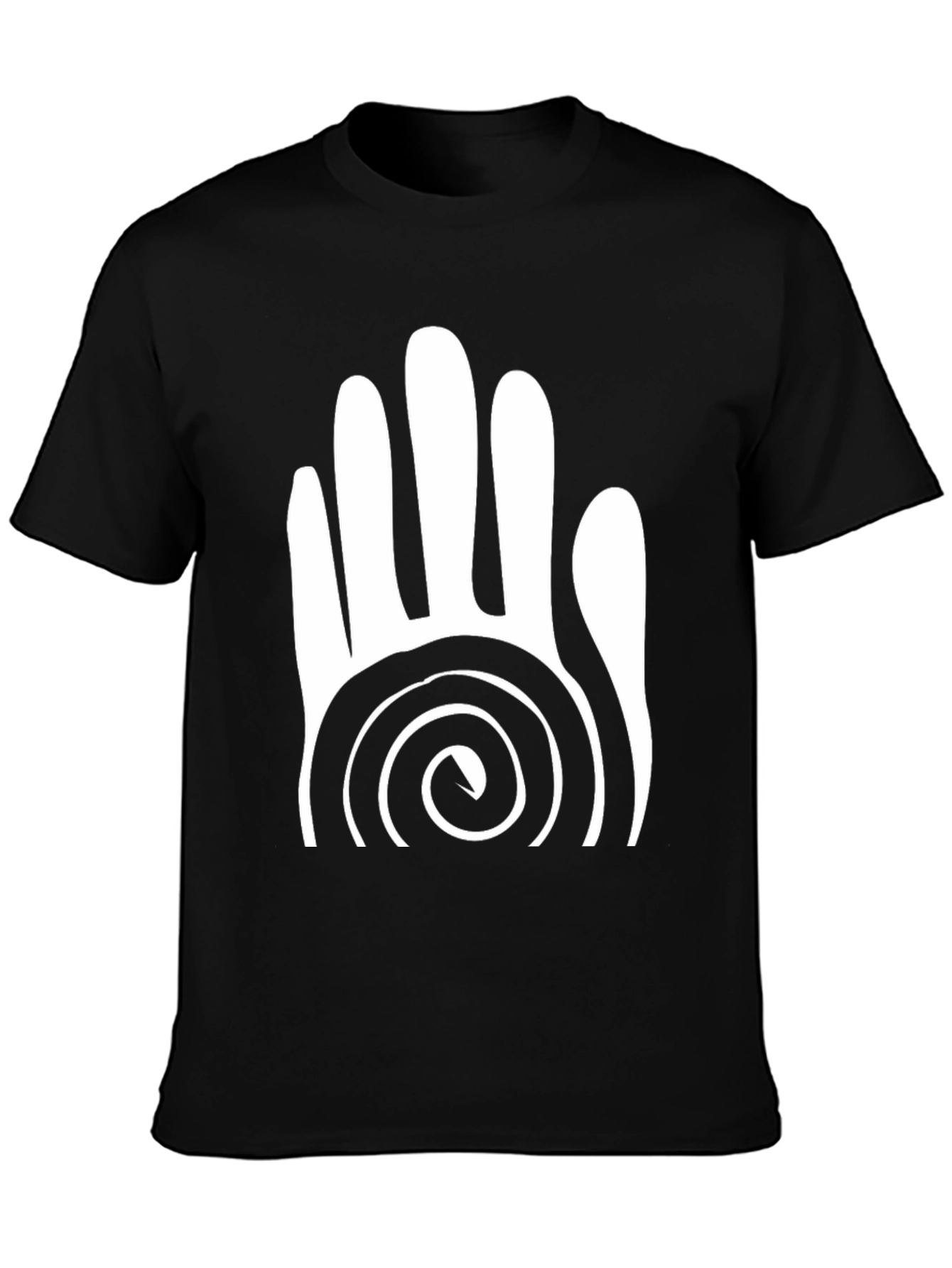 Spiraled Hand Graphic Tee - Casual Black T-Shirt