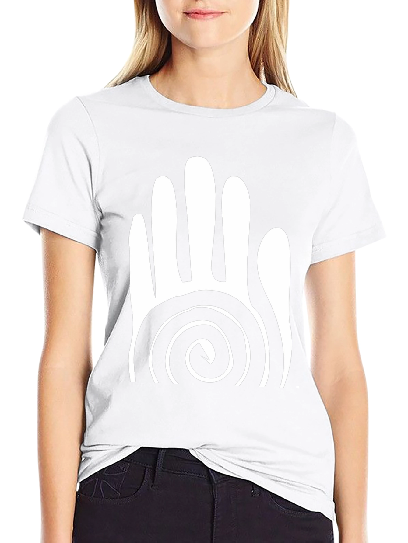 Spiraled Hand Graphic Tee - Casual Black T-Shirt