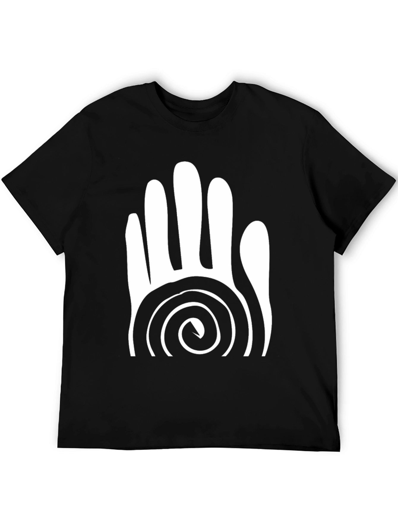 Spiraled Hand Graphic Tee - Casual Black T-Shirt