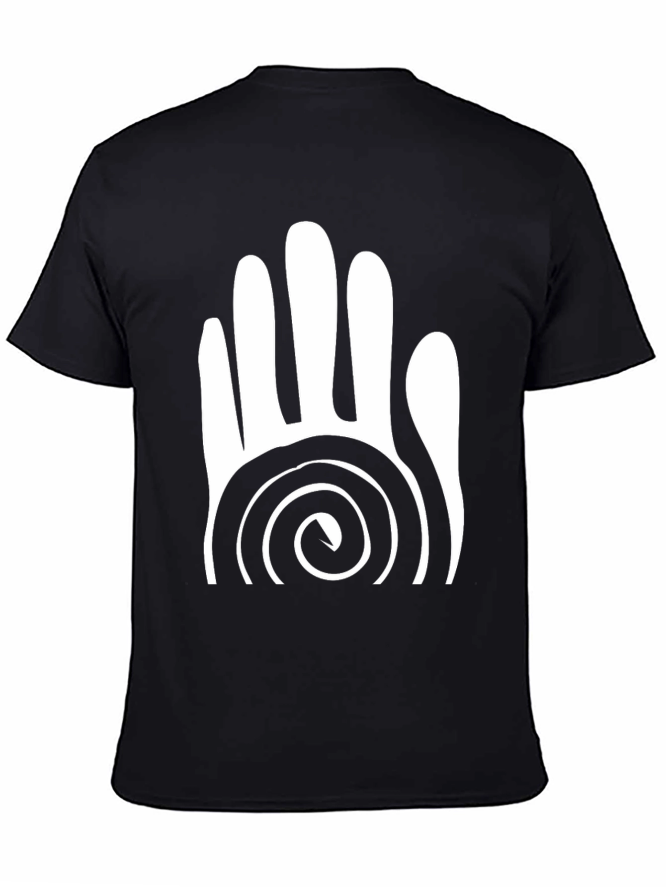Spiraled Hand Graphic Tee - Casual Black T-Shirt