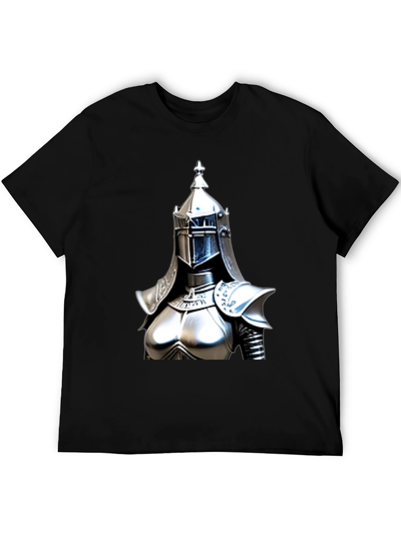 Knight Armor Graphic Tee - Black Cotton