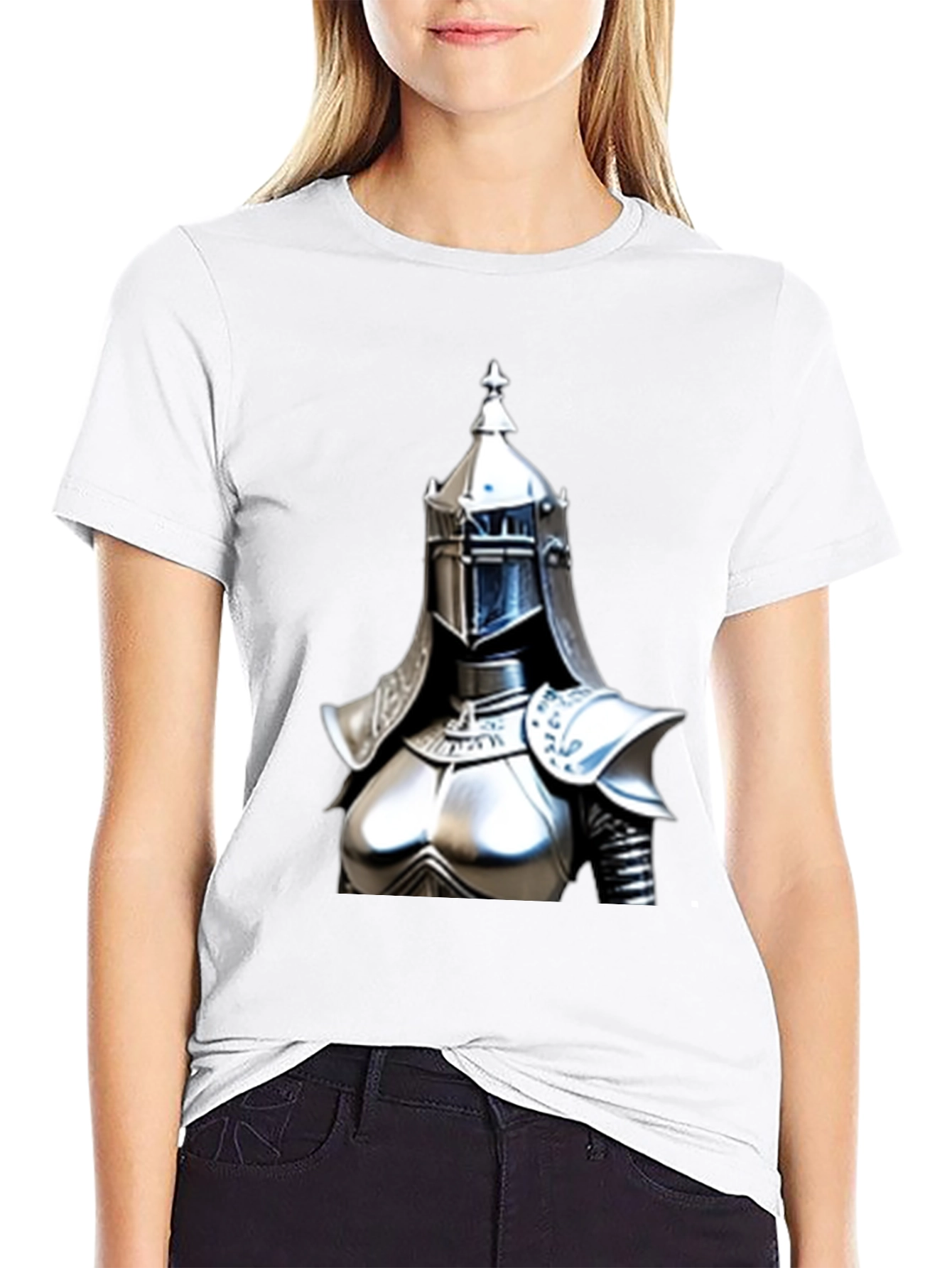 Knight Armor Graphic Tee - Black Cotton