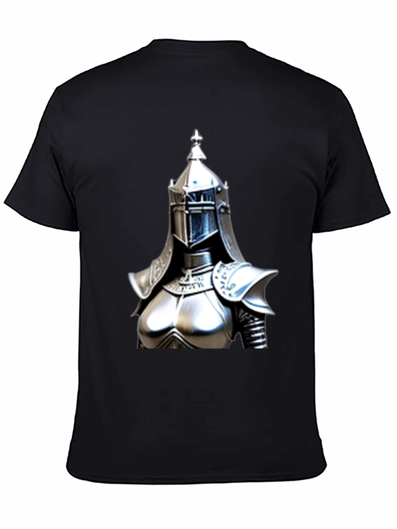 Knight Armor Graphic Tee - Black Cotton